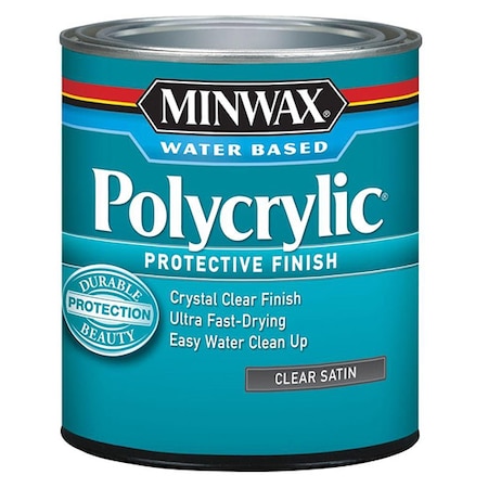 Minwax 1/2 Pt Clear Polycrylic Water-Based Protective Finish Satin 23333